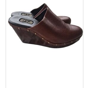 Salpy Paige Mahogany Brown Leather 70s Style Clog 9